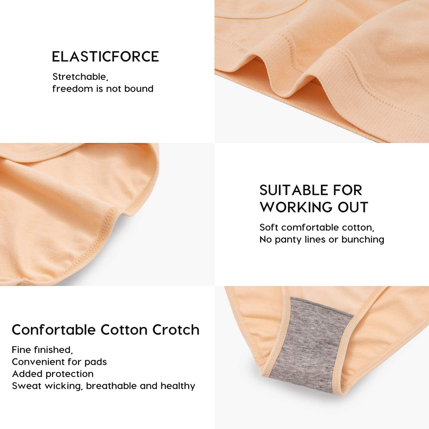 Dlala 7 Pack Womens Underwear Cotton Bikini Panties Seamless Underwear Soft Stretch Cheekini Hipster Briefs  Dlala   