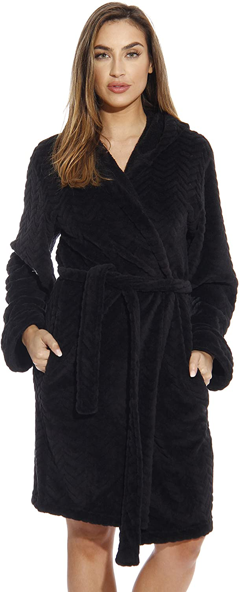 Just Love Kimono Robe Velour Chevron Texture Bath Robes for Women Apparel & Accessories > Clothing > Sleepwear & Loungewear > Robes Just Love   