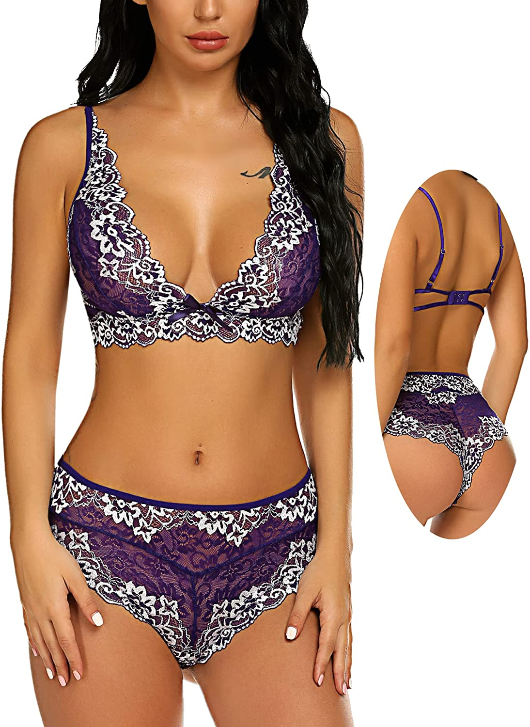 Avidlove Lingerie for Women Sexy Bra and Panty Set 2 Piece Outfits Lace Babydoll Bodysuit Apparel & Accessories > Clothing > Underwear & Socks > Lingerie Avidlove   