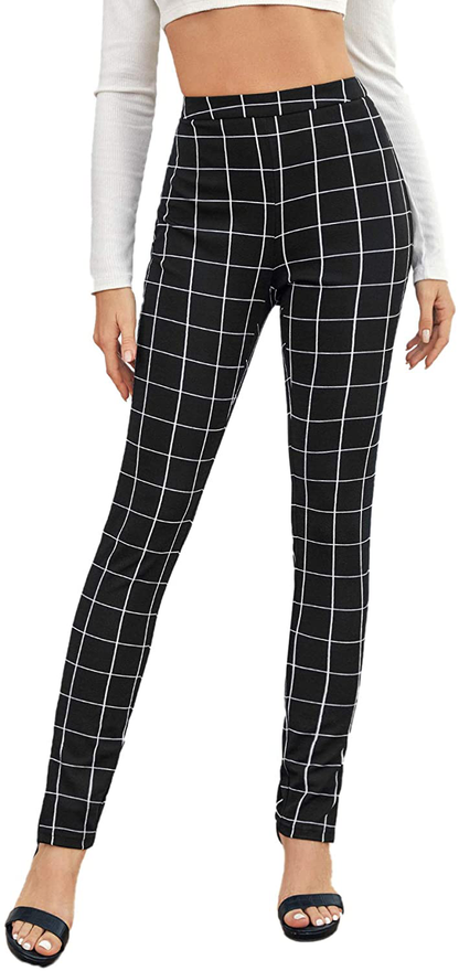 SweatyRocks Women's Casual Skinny Leggings Stretchy High Waisted Work Pants Apparel & Accessories > Clothing > Activewear SweatyRocks Black Split Hem X-Small 