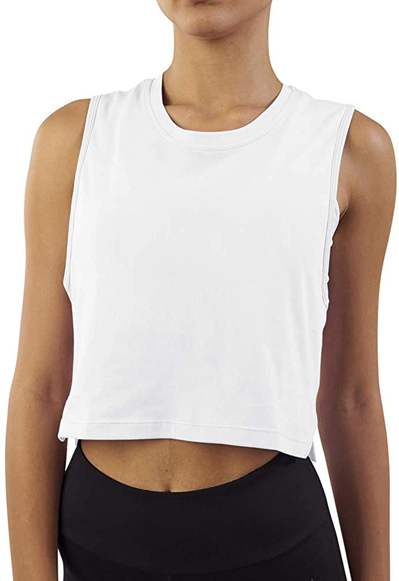 Mippo Crop Top Workout Shirts for Women Cute Sheer Mesh Back Athletic Tanks Muscle Tee Apparel & Accessories > Clothing > Activewear Kylie Max   