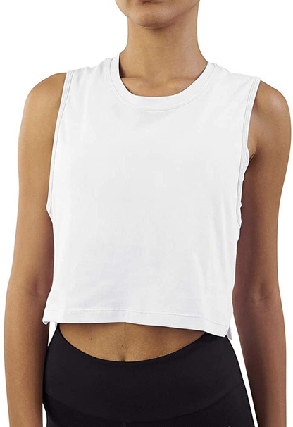 Mippo Crop Top Workout Shirts for Women Cute Sheer Mesh Back Athletic Tanks Muscle Tee Apparel & Accessories > Clothing > Activewear Kylie Max   