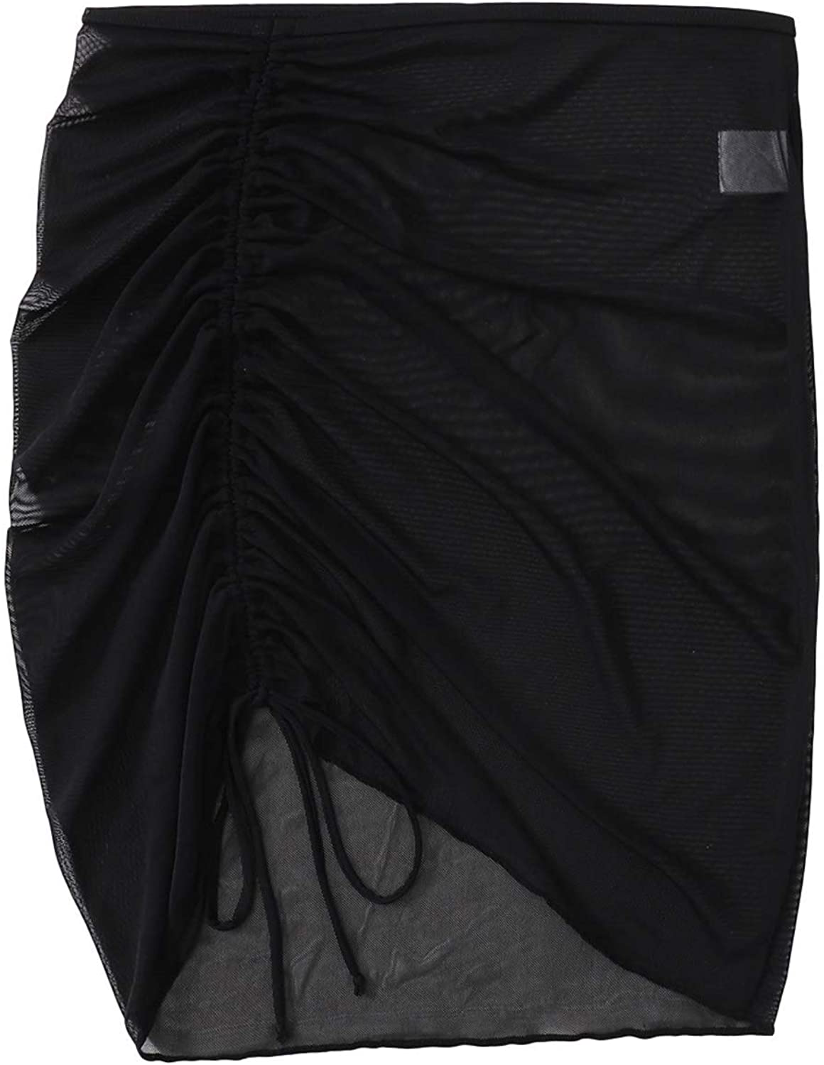 Shein Women'S Drawstring Ruched Short Bodycon Beach Skirt Mesh Swimsuit Cover Up Apparel & Accessories > Clothing > Swimwear Kylie Max   