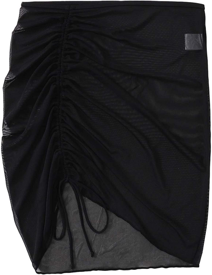 Shein Women'S Drawstring Ruched Short Bodycon Beach Skirt Mesh Swimsuit Cover Up Apparel & Accessories > Clothing > Swimwear Kylie Max   