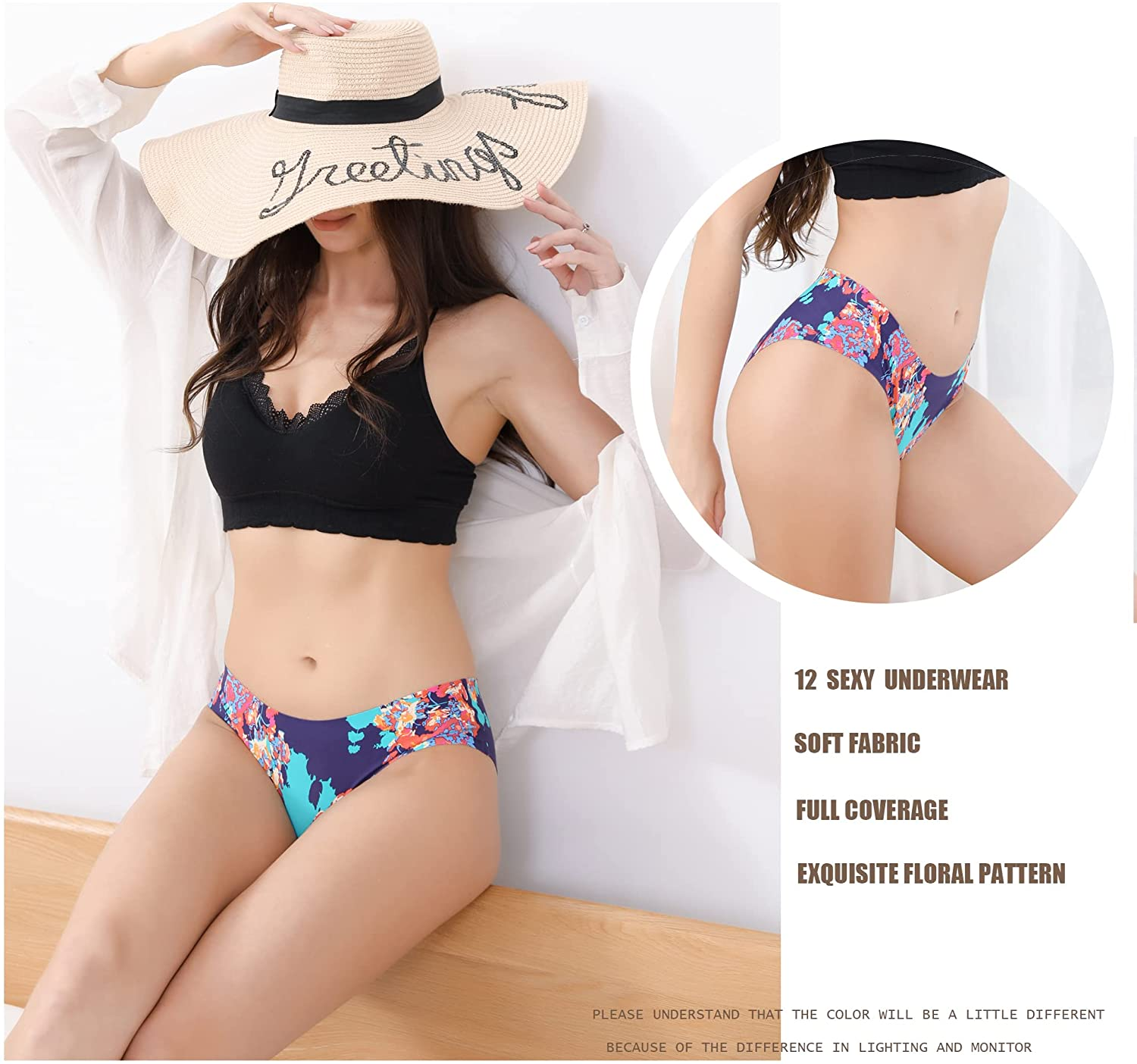 LEVAO Seamless Underwear for Women Soft Breathable Stretch Printed Briefs No Show Cheeky Bikini Panties Pack of 6 Apparel & Accessories > Clothing > Underwear & Socks > Underwear LEVAO   