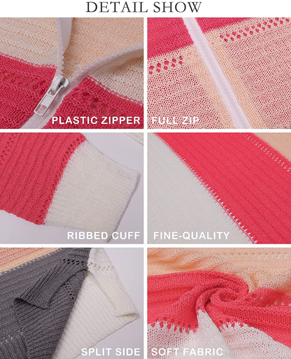 BTFBM Women Zip up Striped Hoodies Jackets Color Block Print Long Sleeve Drawstring Stretchy Casual Pullover Sweatshirts Apparel & Accessories > Clothing > Activewear Kylie Max   