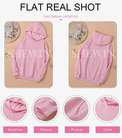 SHEWIN Women'S Casual Hoodies Long Sleeve Solid Lightweight Pullover Tops Loose Sweatshirt with Pocket Apparel & Accessories > Clothing > Activewear Kylie Max   