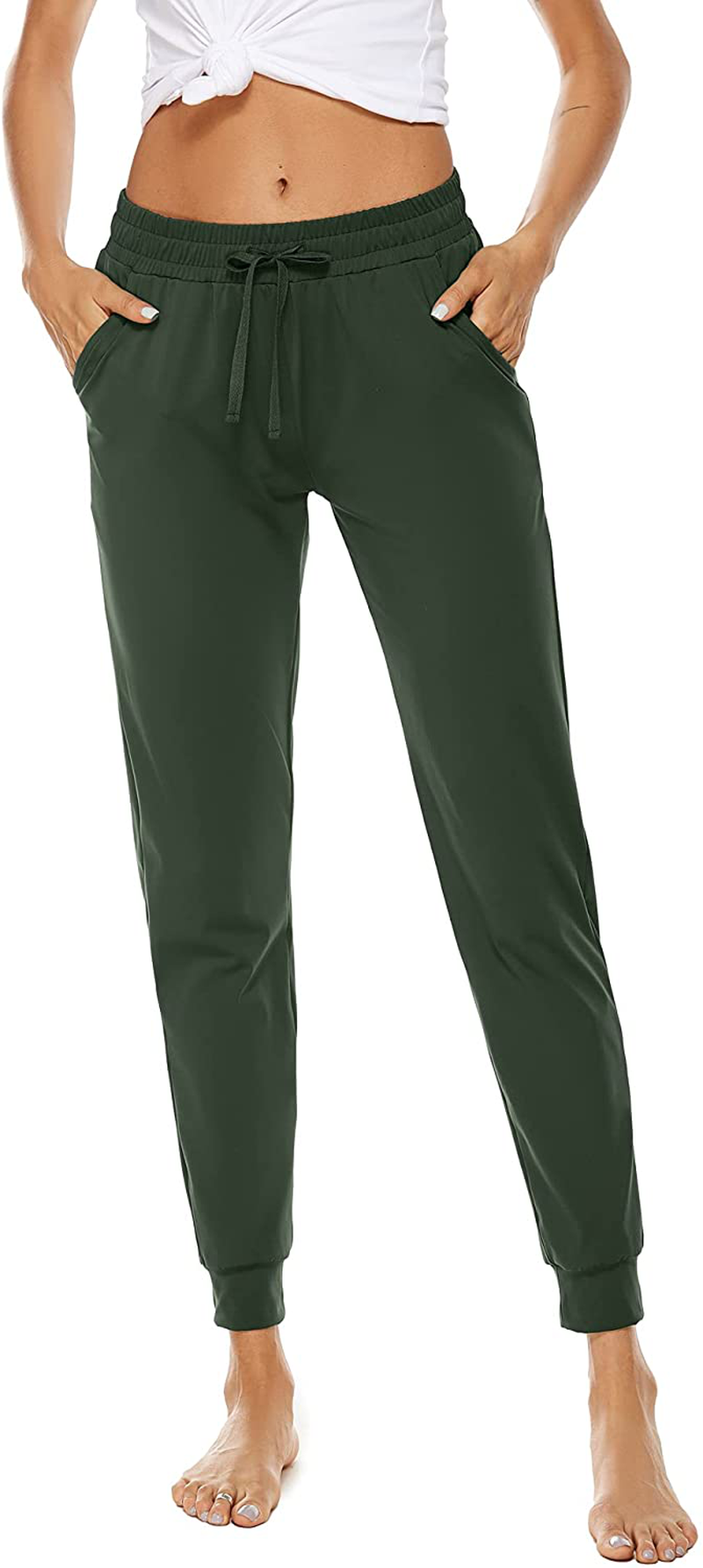 BATHRINS Women Tapered Joggers with Pockets – Casual Yoga High Waist Sweatpants Apparel & Accessories > Clothing > Activewear Kylie Max   