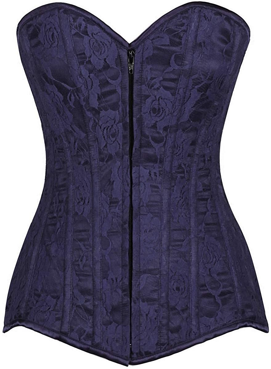 Daisy Corsets Lavish Dark Grey Lace Overbust Corset Apparel & Accessories > Clothing > Underwear & Socks > Lingerie Daisy corsets Navy Blue 4X 