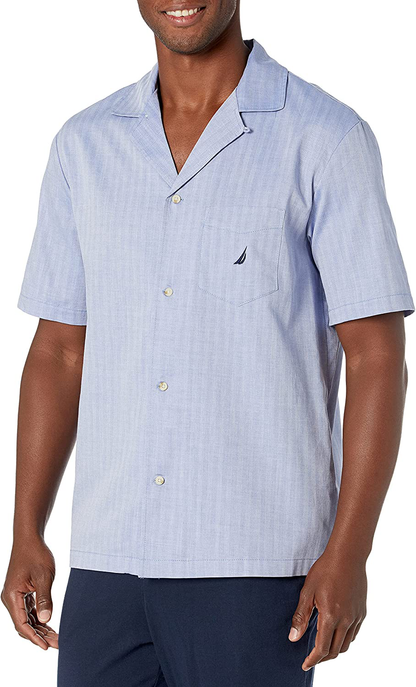Nautica Men'S Short Sleeve 100% Cotton Soft Woven Button down Pajama Top Apparel & Accessories > Clothing > Sleepwear & Loungewear > Pajamas Kylie Max   