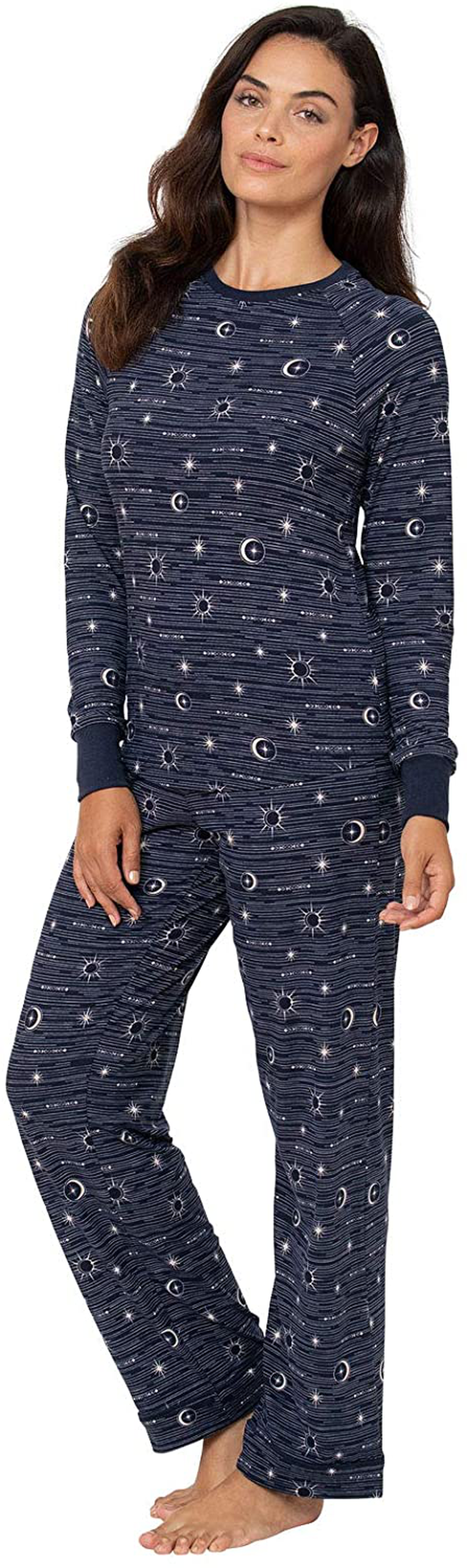 PajamaGram Womens PJs Sets Cozy - Ultra Soft Women Pajamas Apparel & Accessories > Clothing > Sleepwear & Loungewear > Pajamas PajamaGram Navy 1X 