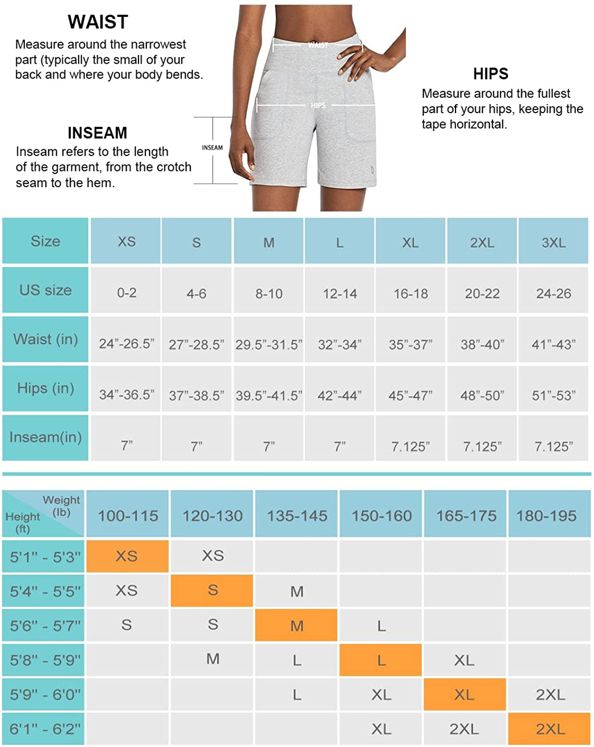 BALEAF Women'S 7" Athletic Long Shorts High Waisted Running Bermuda Shorts with Pockets Apparel & Accessories > Clothing > Shorts Kylie Max   