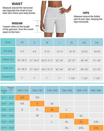 BALEAF Women'S 7" Athletic Long Shorts High Waisted Running Bermuda Shorts with Pockets Apparel & Accessories > Clothing > Shorts Kylie Max   