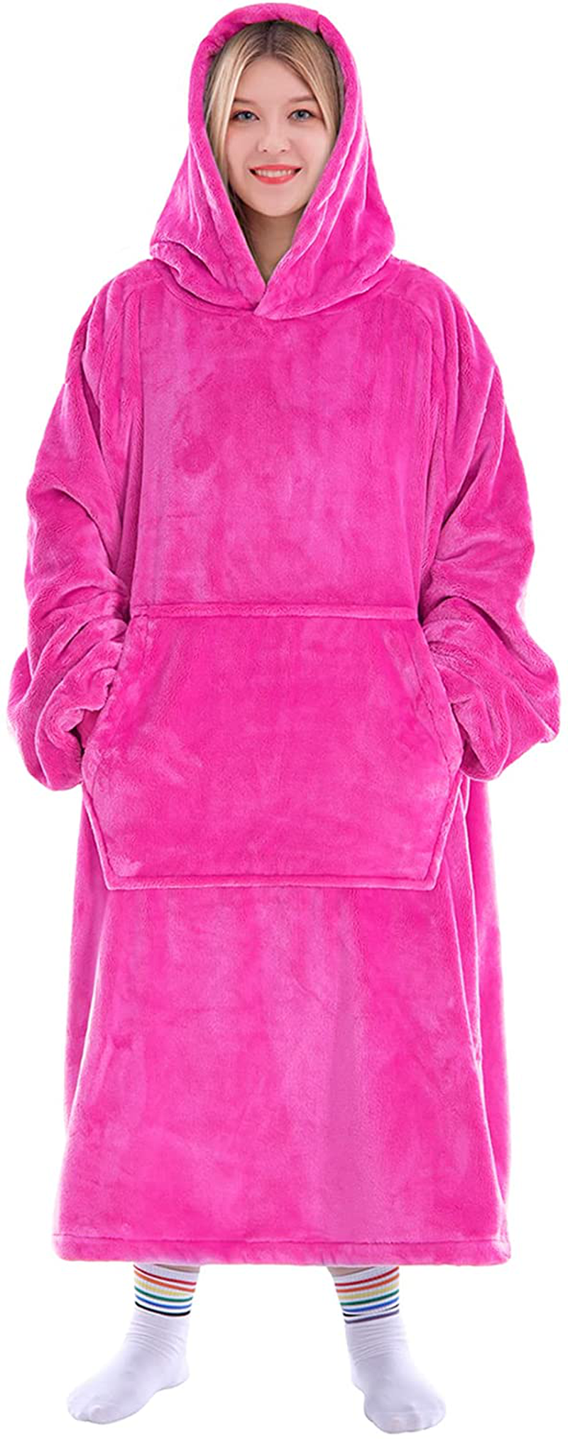 Waitu Wearable Blanket Sweatshirt for Women and Men, Super Warm and Cozy Giant Blanket Hoodie, Thick Flannel Blanket with Sleeves and Giant Pocket - Dark Gray Arts & Entertainment > Party & Celebration > Gift Giving Waitu N Adult 