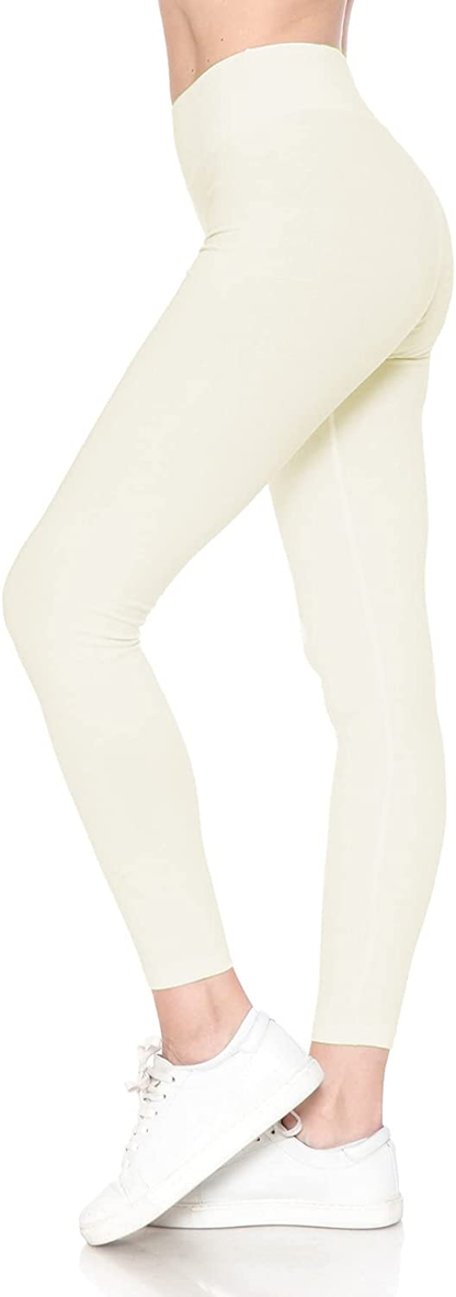 Leggings Depot Cotton Women'S Premium Quality Ultra Soft Solid Leggings Apparel & Accessories > Clothing > Underwear & Socks > Shapewear LEGGINGS DEPOT Cotton-yoga Ivory 2X 