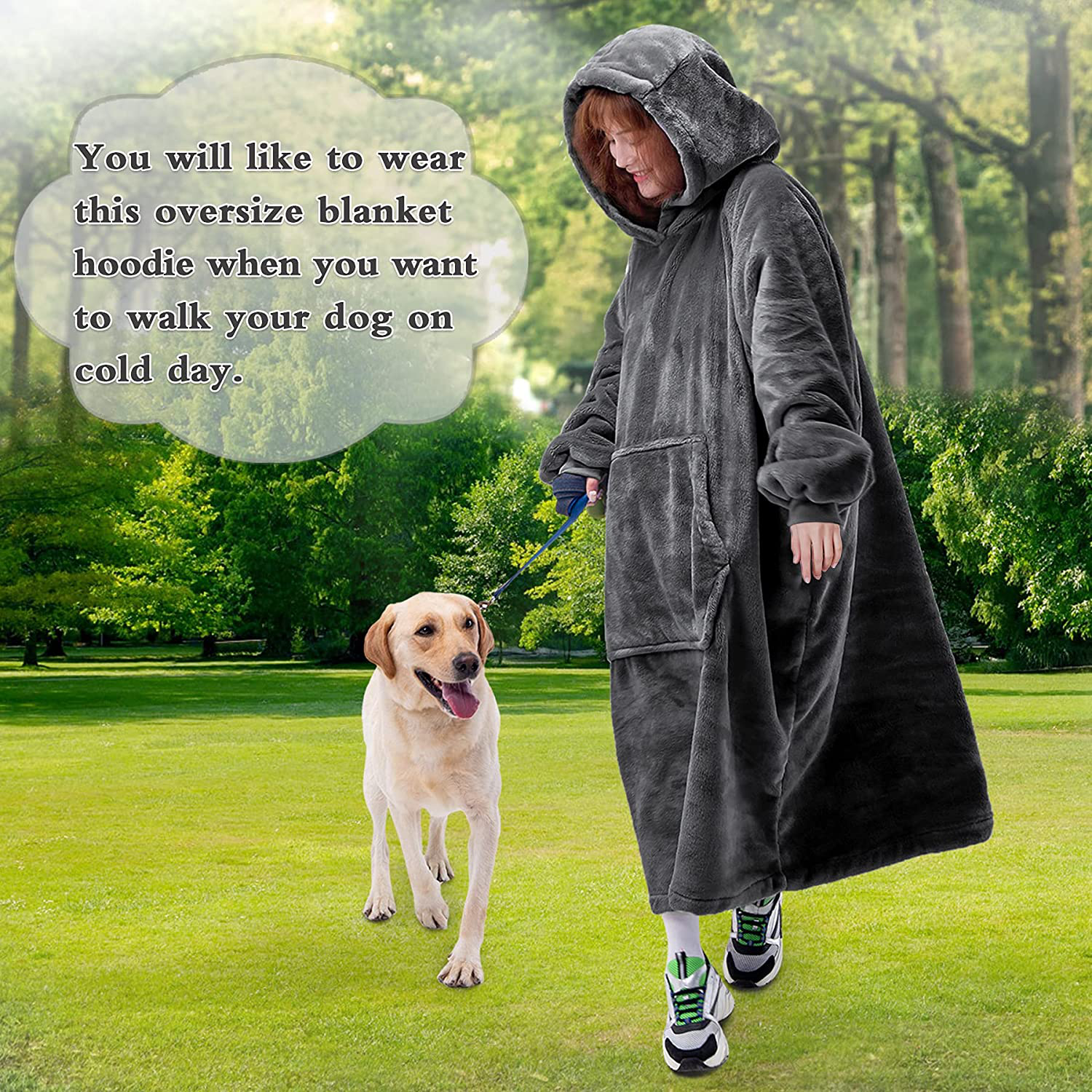 Waitu Wearable Blanket Sweatshirt for Women and Men, Super Warm and Cozy Giant Blanket Hoodie, Thick Flannel Blanket with Sleeves and Giant Pocket - Dark Gray Arts & Entertainment > Party & Celebration > Gift Giving Waitu   