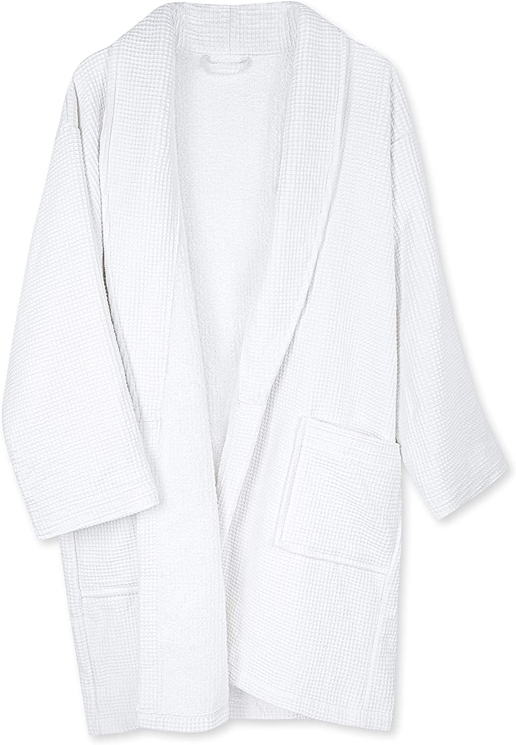 Luxury White Spa Bathrobe Unisex - Cotton Waffle Exterior, Terry Towel Interior Apparel & Accessories > Clothing > Sleepwear & Loungewear > Robes Kylie Max   