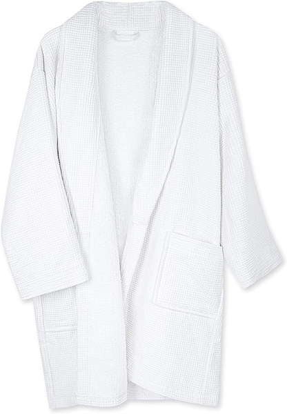 Luxury White Spa Bathrobe Unisex - Cotton Waffle Exterior, Terry Towel Interior Apparel & Accessories > Clothing > Sleepwear & Loungewear > Robes Kylie Max   