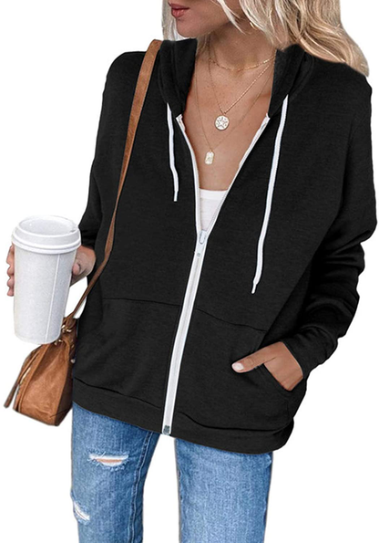 Dokotoo Women'S Full Zip up Hoodie Long Sleeve Hooded Sweatshirts Pockets Jacket Coat for Women Apparel & Accessories > Clothing > Activewear Kylie Max   