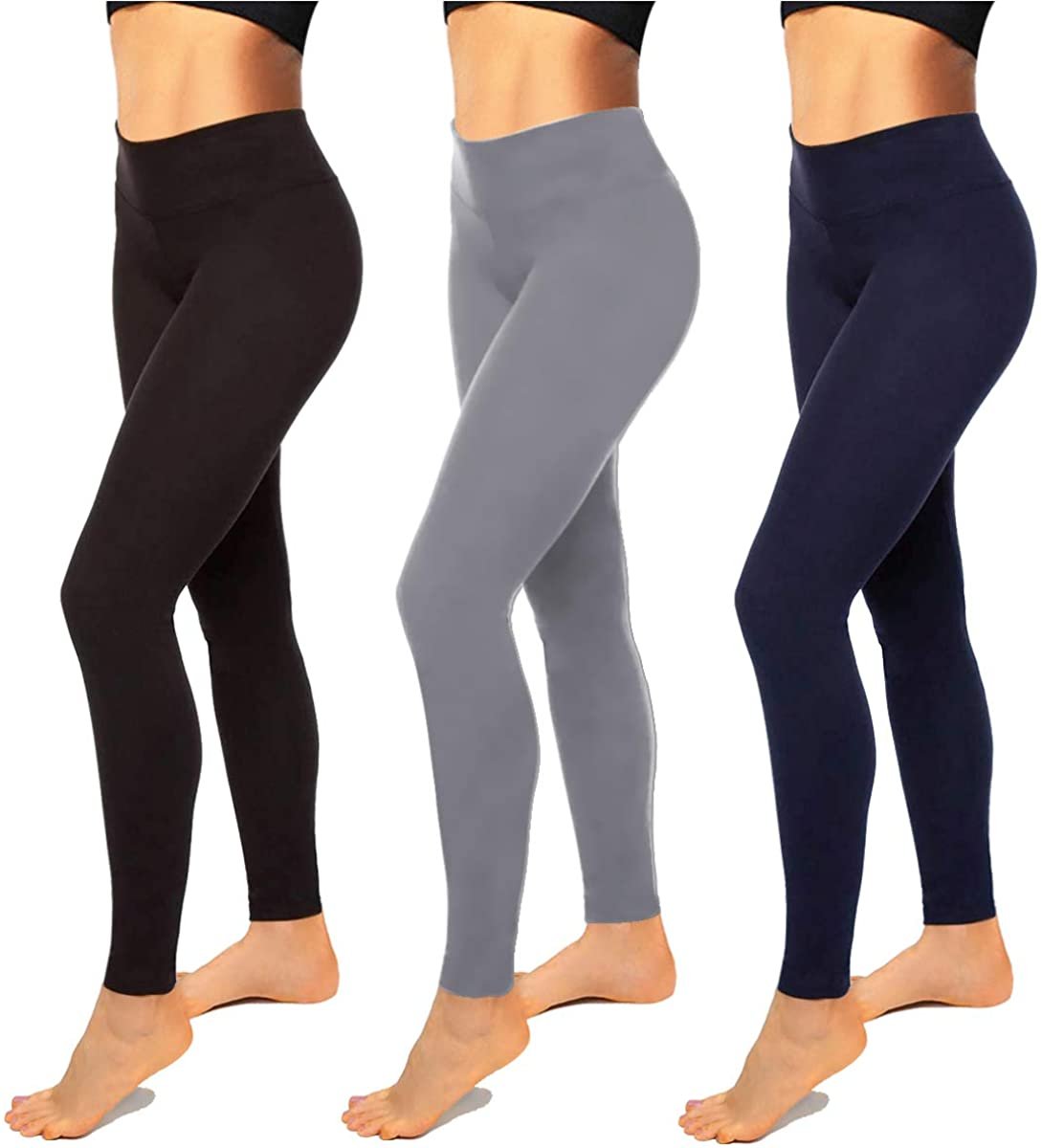 High Waisted Leggings for Women-Womens Black Seamless Workout Leggings Running Tummy Control Yoga Pants Reg&Plus Size Apparel & Accessories > Clothing > Underwear & Socks > Shapewear Hi Clasmix 3 Pack Black,light Gray,navy Large-X-Large 