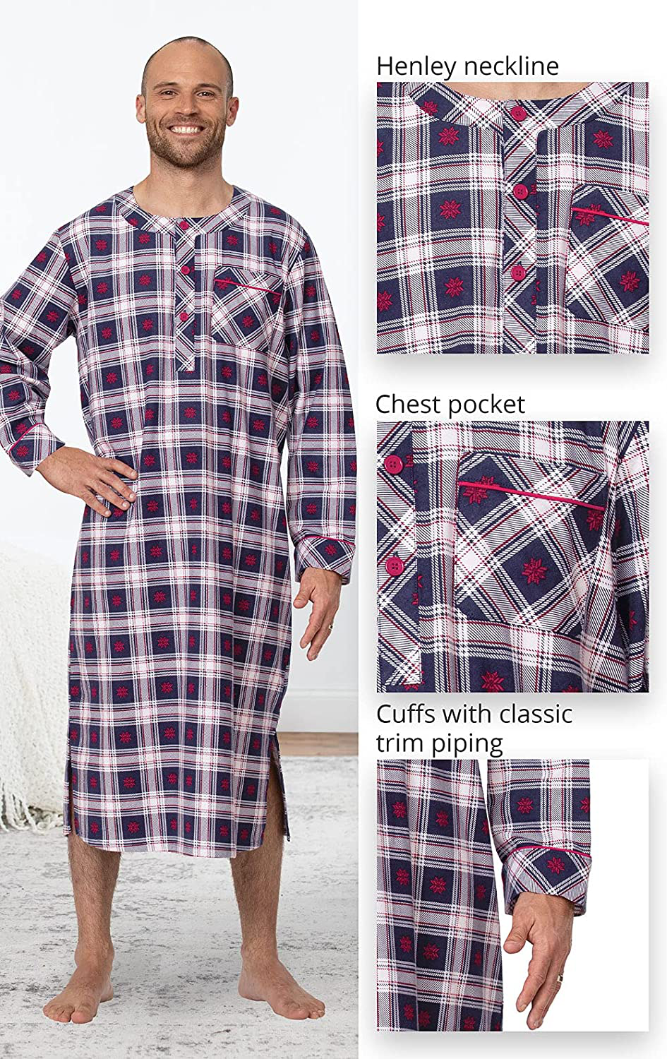Pajamagram Mens Sleep Shirt Flannel - Mens Nightshirt, Multicolored Apparel & Accessories > Clothing > Sleepwear & Loungewear > Nightgowns Kylie Max   
