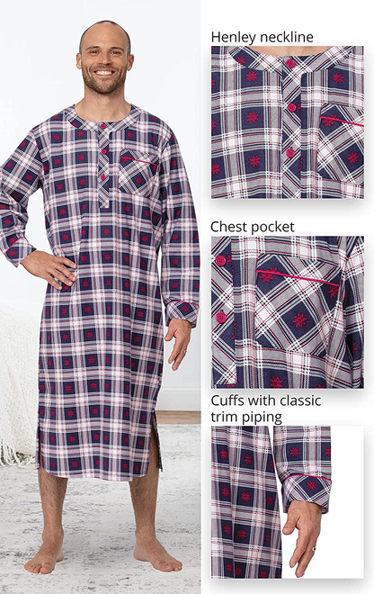 Pajamagram Mens Sleep Shirt Flannel - Mens Nightshirt, Multicolored Apparel & Accessories > Clothing > Sleepwear & Loungewear > Nightgowns Kylie Max   