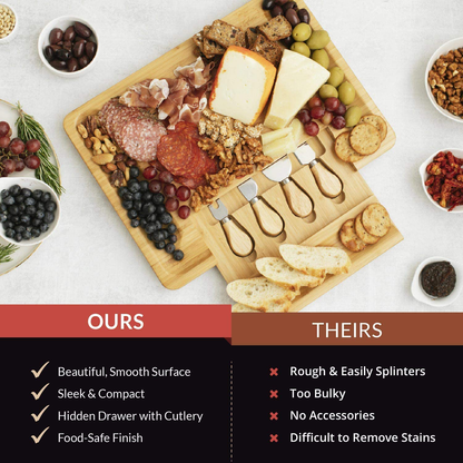 Cheese Board Set, Charcuterie Board Set, Wine and Cheese Board, Meat and Cheese Board, Bamboo Cheese Board and Knife Set, Unique Charcuterie Boards, Wooden Cheese Tray, Large Wood Cheese Platter Gift Arts & Entertainment > Party & Celebration > Gift Giving Home Euphoria   