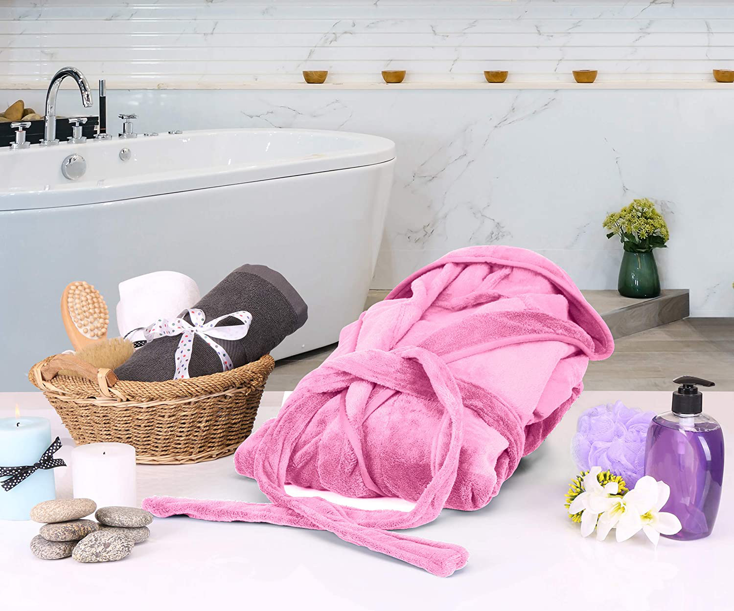 NY Threads Women Fleece Hooded Bathrobe - Plush Long Robe Apparel & Accessories > Clothing > Sleepwear & Loungewear > Robes Kylie Max   