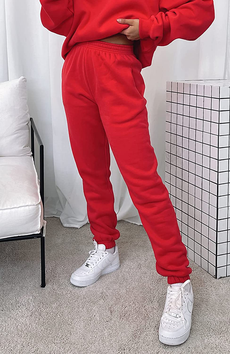 URBEARTH Womens Casual Comfy Sweatpants High Waisted Drawstring Sweat Pants Winter Cinch Bottom Joggers with Pocket Apparel & Accessories > Clothing > Activewear Kylie Max   