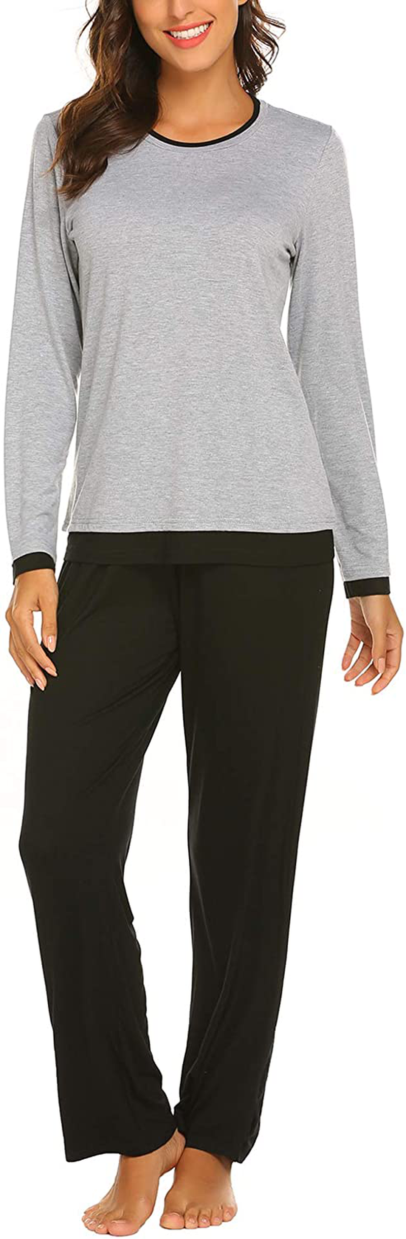 Ekouaer Pajama Set Womens Pjs Two Piece Long Sleeve Pullover Sleepwear Soft Lounge Sets Loose Nightwear Pants S-XXL Apparel & Accessories > Clothing > Sleepwear & Loungewear > Pajamas Kylie Max   