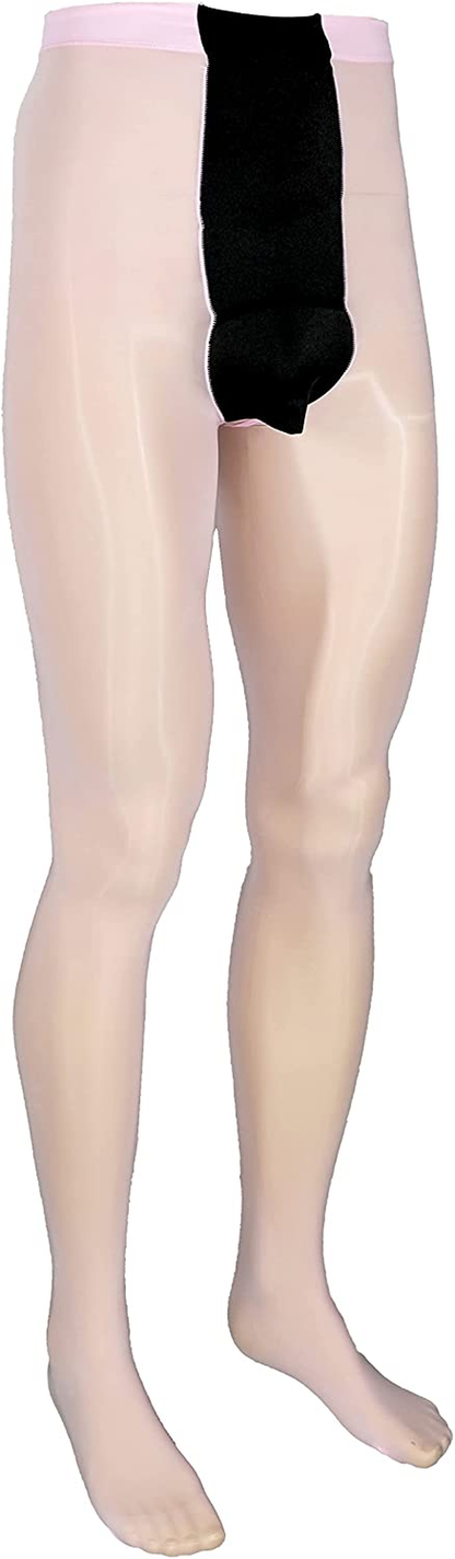 Glossy Mens Pantyhose with Fly Pouch Apparel & Accessories > Clothing > Underwear & Socks > Shapewear Generic Pink Large 