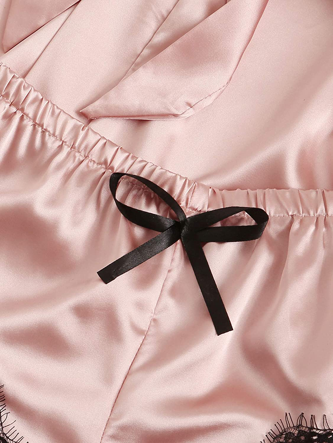 SOLY HUX Women'S Sleepwear 4Pcs Floral Lace Trim Satin Cami Pajama Set with Robe Apparel & Accessories > Clothing > Sleepwear & Loungewear Kylie Max   