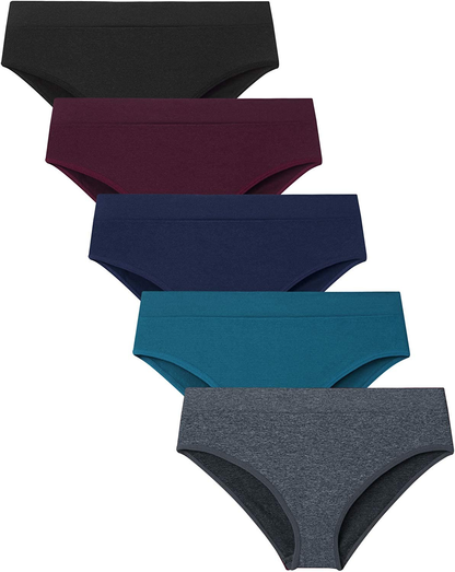 Areke Womens Hipster Panties Seamless Underwear, Soft Stretch Nylon Athletic Cheekini Bikini Briefs Apparel & Accessories > Clothing > Underwear & Socks > Underwear Areke 5-pack Dark Assorted Small 