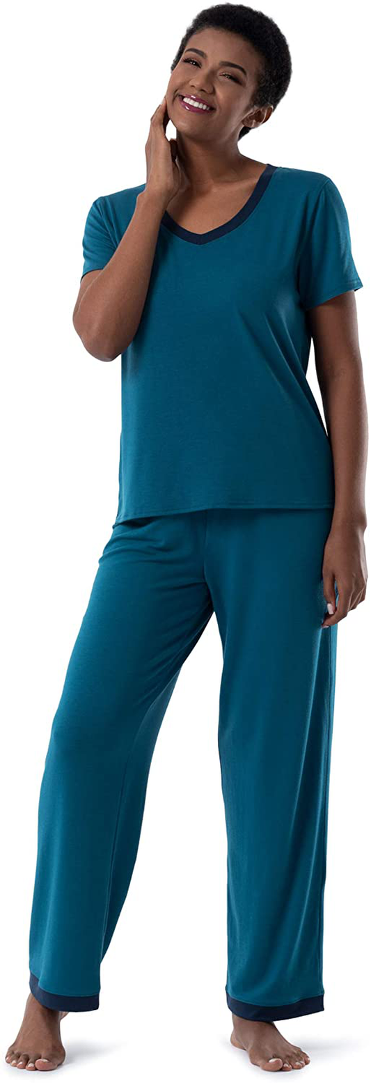 Fruit of the Loom Women'S Short Sleeve Tee and Pant 2 Piece Sleep Set Apparel & Accessories > Clothing > Sleepwear & Loungewear Kylie Max   