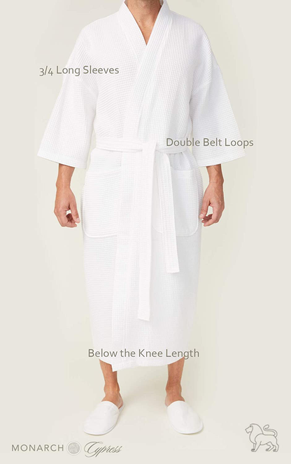 Square Waffle Spa Kimono Robe - Soft Light Hotel Bathrobe by Monarch/Cypress Apparel & Accessories > Clothing > Sleepwear & Loungewear > Robes Monarch/Cypress   