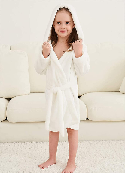 Betusline Kids Girls Boys Solid Soft Fleece Hooded Bathrobe Robe, 2T - 18 Years Apparel & Accessories > Clothing > Sleepwear & Loungewear > Robes Kylie Max   