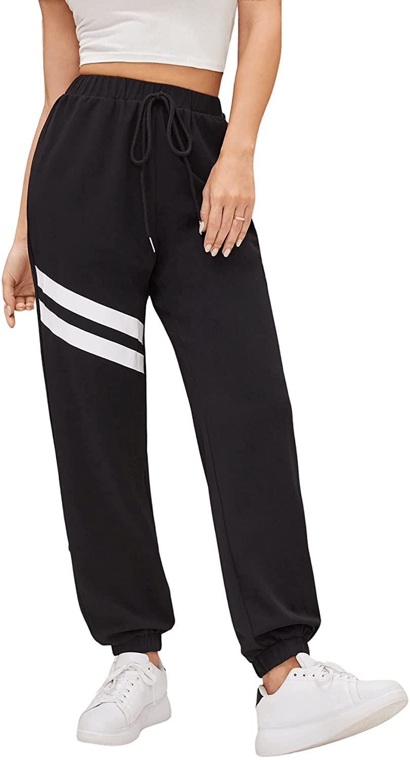 Sweatyrocks Women'S Drawstring Waist Striped Side Jogger Sweatpants with Pocket Apparel & Accessories > Clothing > Activewear Kylie Max   