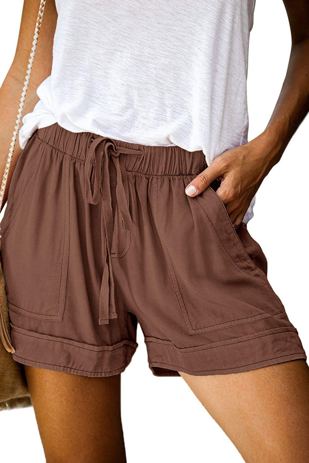 Dokotoo Womens Comfy Drawstring Casual Elastic Waist Pocketed Shorts Apparel & Accessories > Clothing > Shorts Kylie Max   