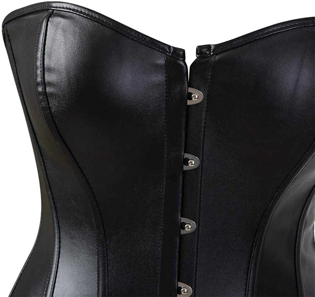 Frawirshau Faux Leather Corsets for Women Sexy Lace up Boned Overbust Corset Bustier Lingerie Top Apparel & Accessories > Clothing > Underwear & Socks > Lingerie frawirshau   