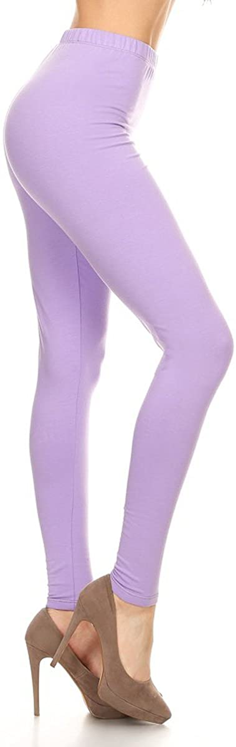Leggings Depot Cotton Women'S Premium Quality Ultra Soft Solid Leggings Apparel & Accessories > Clothing > Underwear & Socks > Shapewear LEGGINGS DEPOT Cotton-lilac 1X 