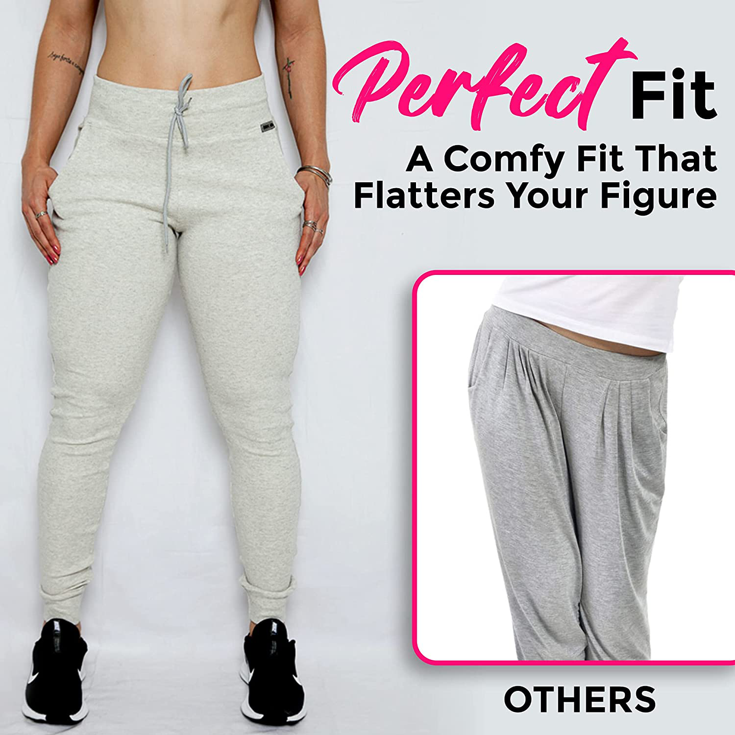 Extreme Ladies Sweatpants for Women - High Waisted Womens Sweatpants - Figure Flattering Jogger Sweat Pants with Pockets Apparel & Accessories > Clothing > Activewear Kylie Max   