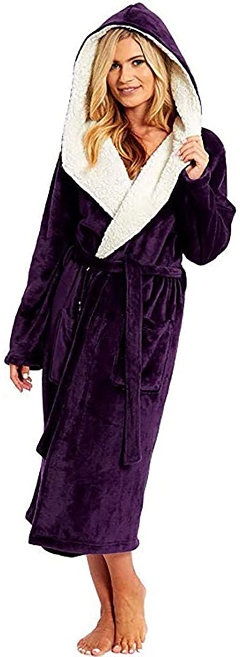 Women'S Autum Winter plus Size Hooded Jumpsuit Pajamas Robe,Loose Long Bathrobe Sleepwear Loungewear Negligees Nightgowns Apparel & Accessories > Clothing > Underwear & Socks > Shapewear AKshehe   