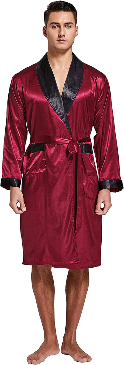 Tony & Candice Men’S Satin Robe Lightweight Long Sleeve Silk Kimono Bathrobe with Shorts Set Sleepwear Apparel & Accessories > Clothing > Sleepwear & Loungewear > Robes Kylie Max   