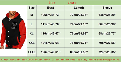 Merthy Mens Classic Varsity Baseball Jackets with Hood Casual Slim Fit Snap Buttons Cotton Uniform Bomber Jackets Coats Apparel & Accessories > Clothing > Underwear & Socks > Shapewear Merthy   