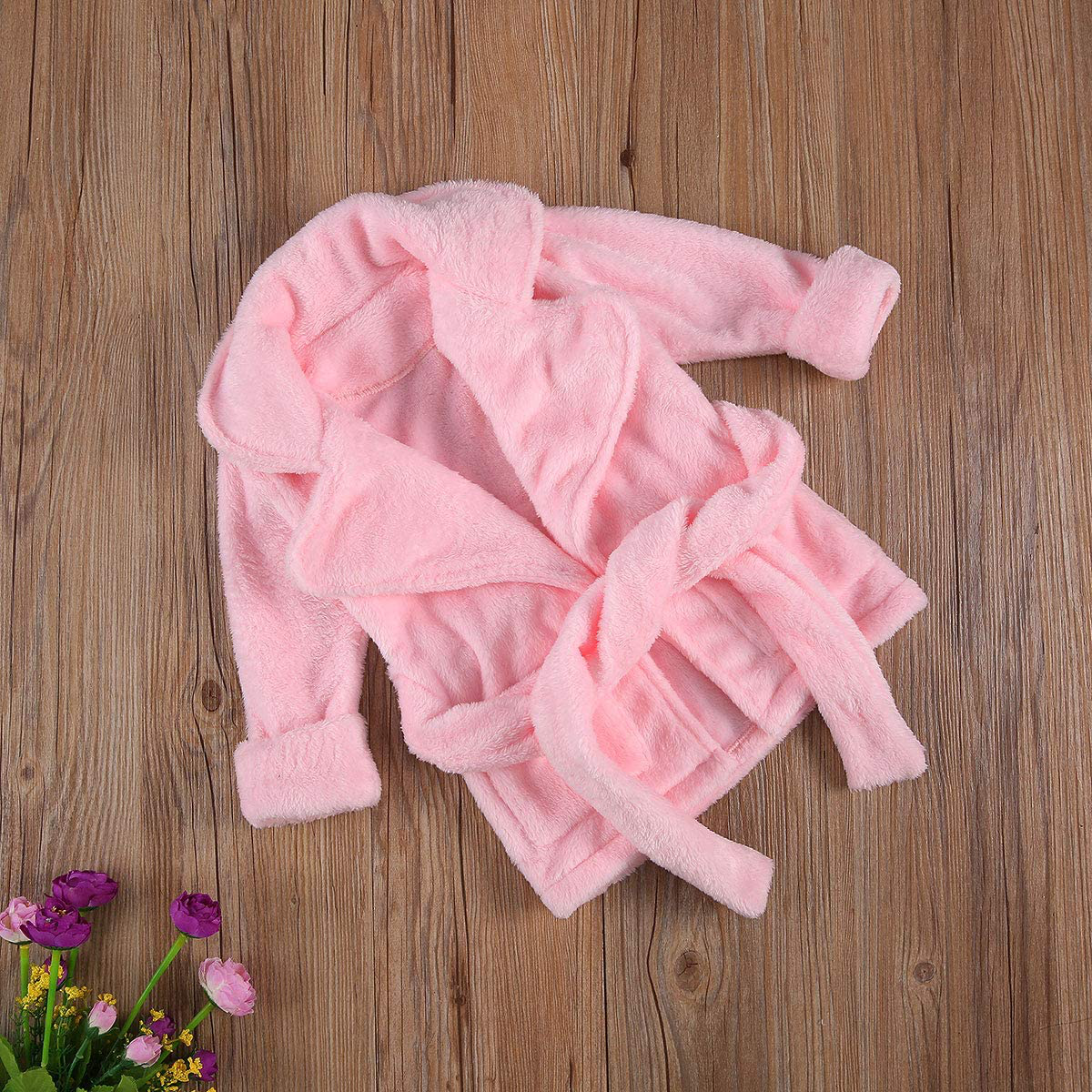 Unisex Baby Plush Bathrobe Plain Kimono Gown Newborn Toddler Girls Boys Towel Robe Nightwear Clothes Apparel & Accessories > Clothing > Sleepwear & Loungewear > Robes Kylie Max   