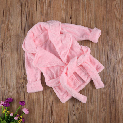 Unisex Baby Plush Bathrobe Plain Kimono Gown Newborn Toddler Girls Boys Towel Robe Nightwear Clothes Apparel & Accessories > Clothing > Sleepwear & Loungewear > Robes Kylie Max   