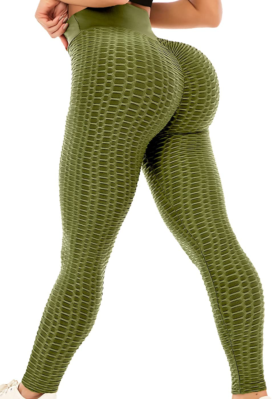 ViCherub Leggings for Women Scrunch Butt Lifting TIK Tok Yoga Pants Peach Lift High Waisted, Workout Tummy Control Tights Apparel & Accessories > Clothing > Activewear ViCherub Olive Green X-Large 