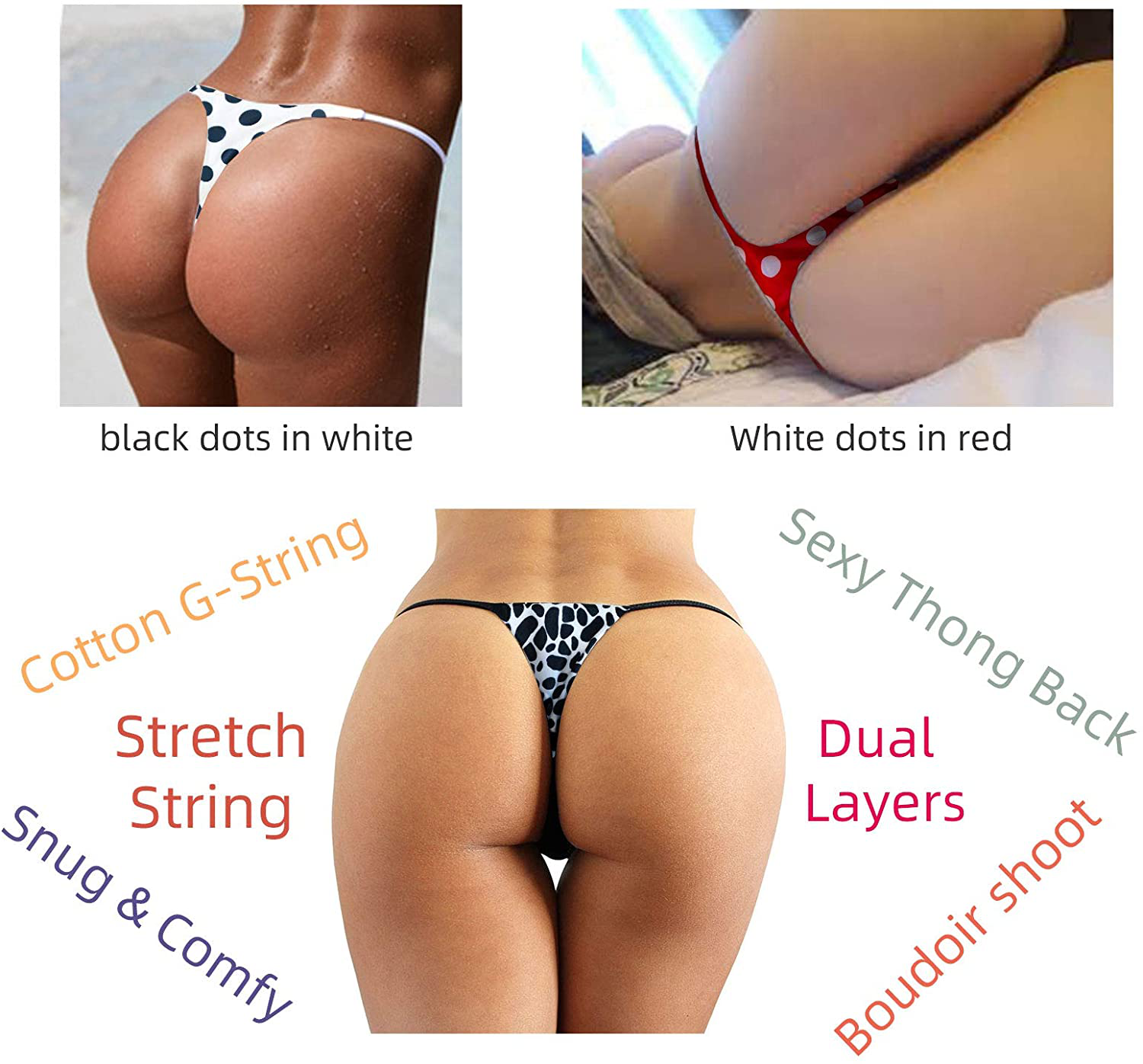 Cotton Thongs for Women Sexy Seamless Woman G String Panties 3 Pack Set Apparel & Accessories > Clothing > Underwear & Socks > Underwear KYLIE MAX   