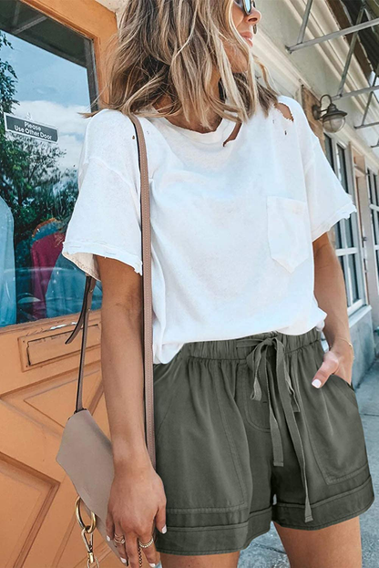 KISSMODA Womens Summer Shorts Leopard/Camo/Solid/Floral Print Elastic Waist Pocketed Casual Pants Apparel & Accessories > Clothing > Shorts Kylie Max   