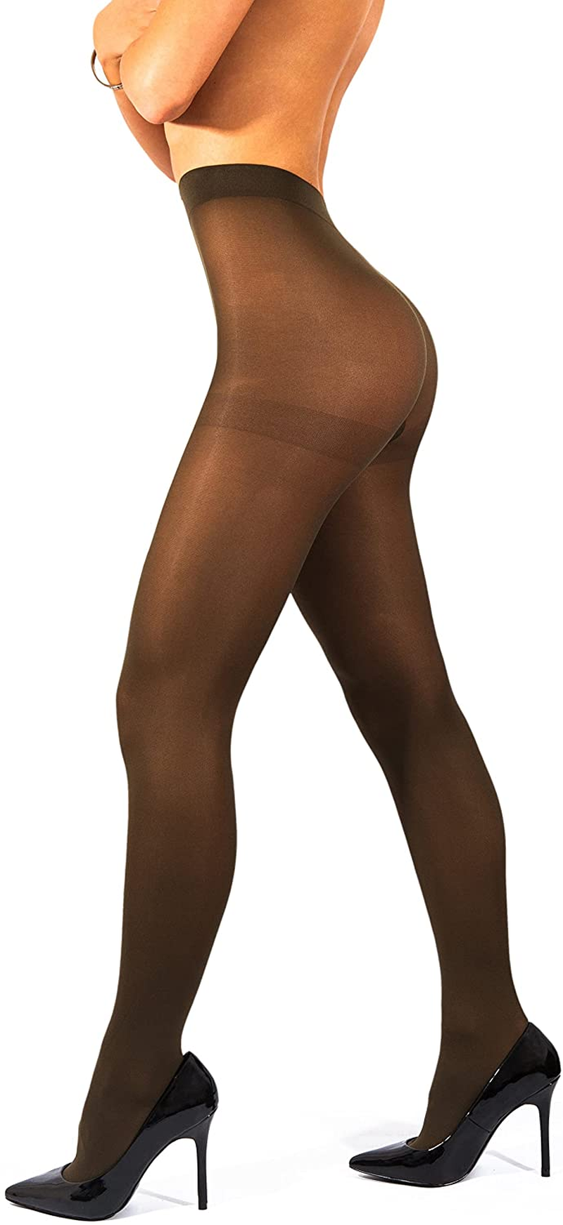 Sofsy Opaque Microfibre Tights for Women - Invisibly Reinforced - Footed Pantyhose High Waist for Women 40Den [Made in Italy] Apparel & Accessories > Clothing > Underwear & Socks > Shapewear KYLIE MAX Military Green Large 
